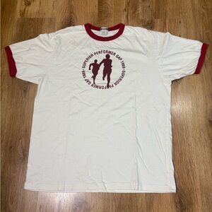 GAP White Ringer Tee with Red Graphic and Trim
